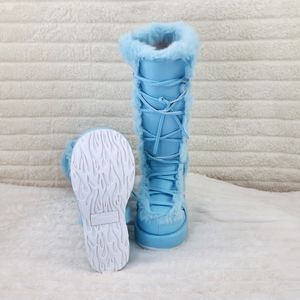 Demonia Shoes Baby Blue Pastel Goth 31 Platform Furry Faux Fur